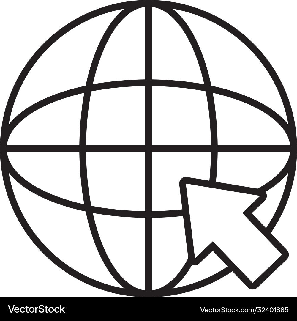 Global sphere and arrow icon line style Vector Image