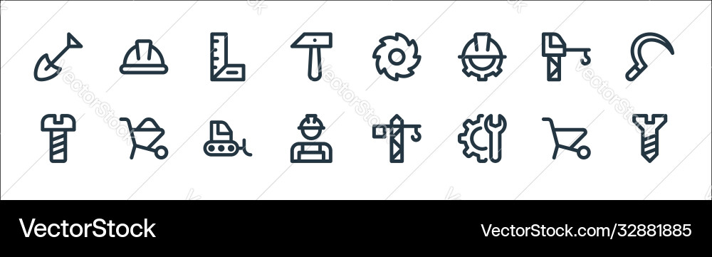 Labour day line icons linear set quality Labour day line icons linear set quality vector image