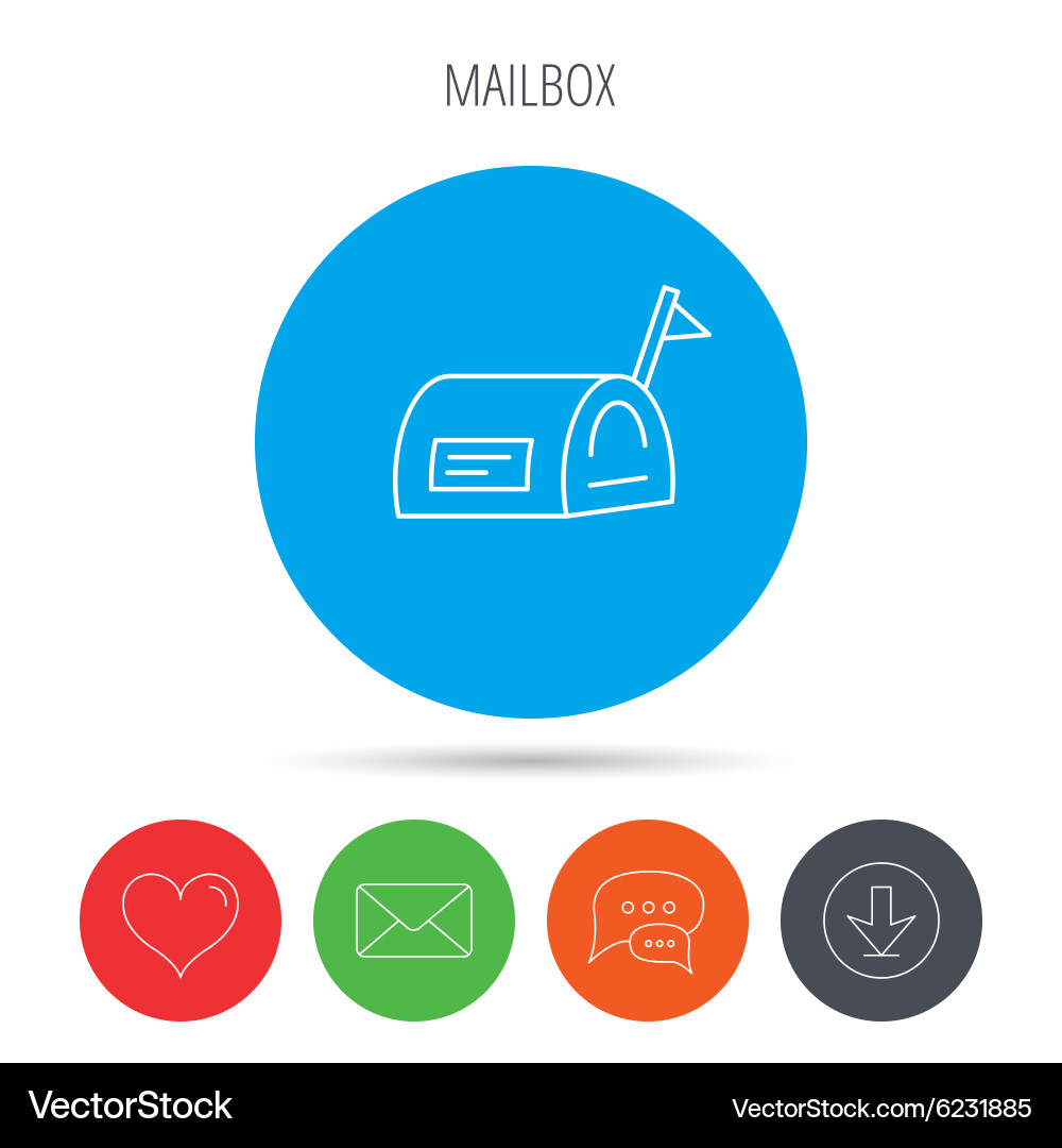 Mailbox with flag icon post email box sign Vector Image