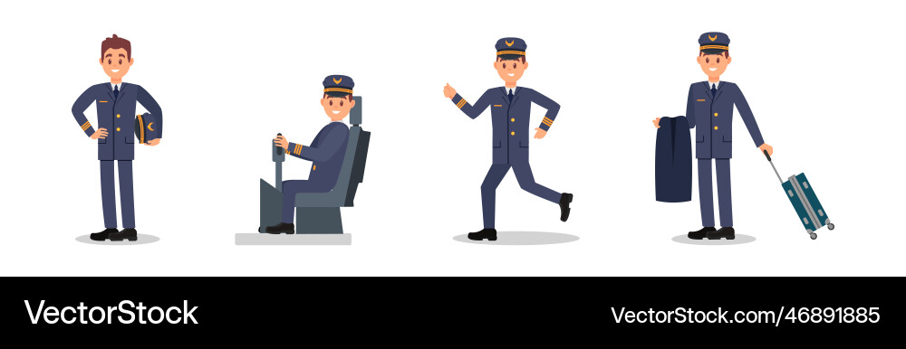 Man aircraft pilot wearing professional blue Man aircraft pilot wearing professional blue vector image