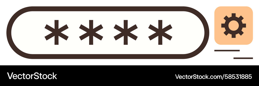 Password Input Field with Asterisks and Settings I Vector Image