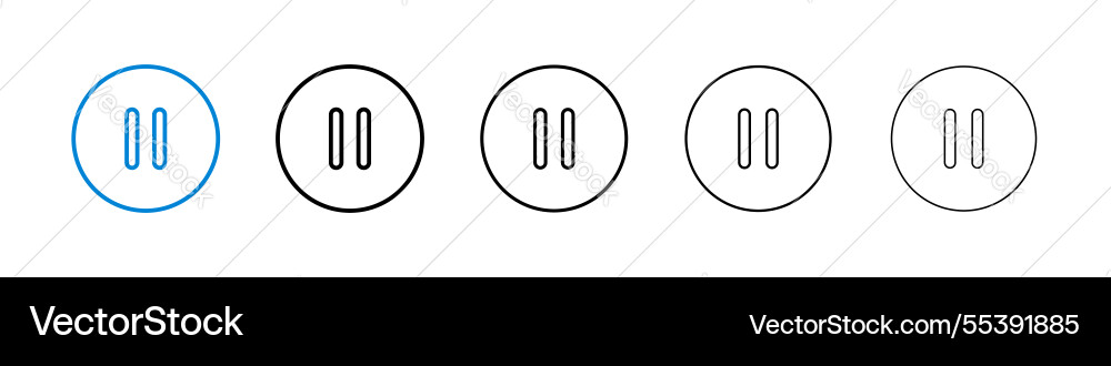 Pause icons in five different stroke sizes Vector Image
