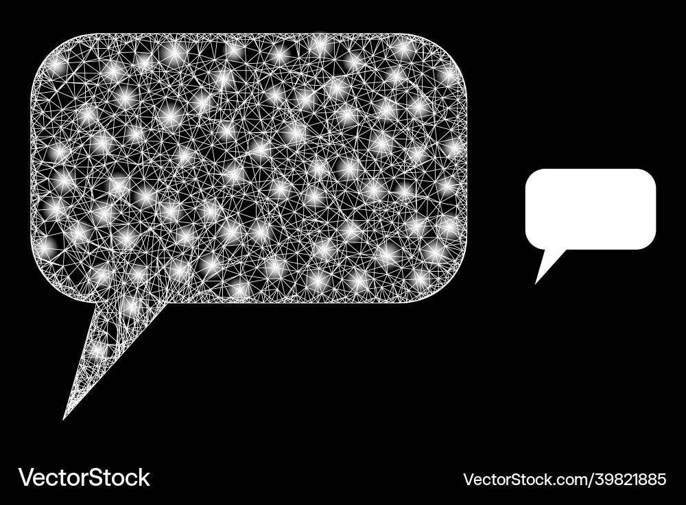 Polygonal carcass mesh comment message with light Polygonal carcass mesh comment message with light vector image