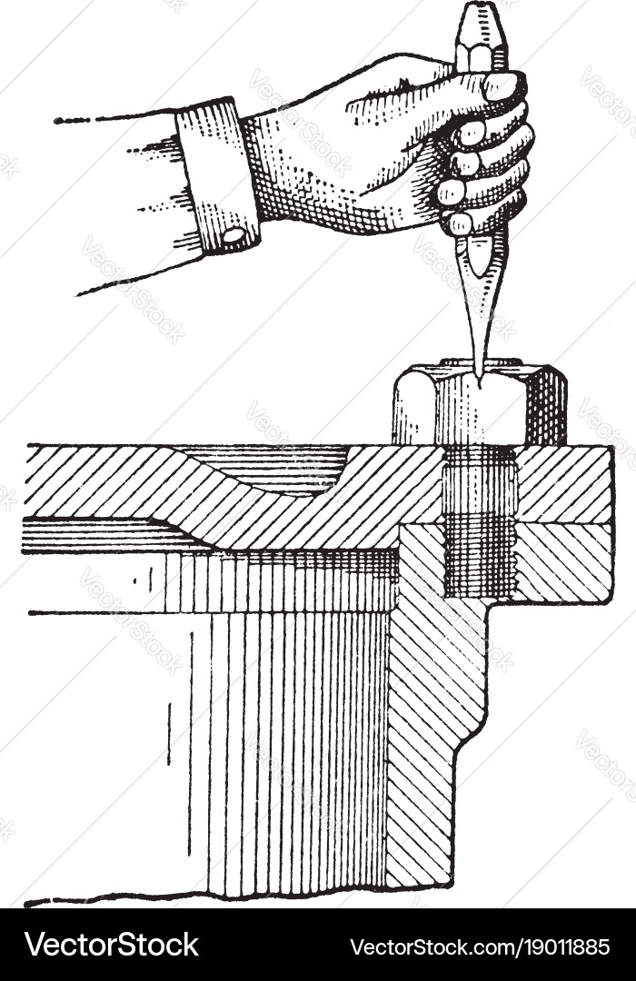 Removing rusted nuts using chisel vintage Vector Image