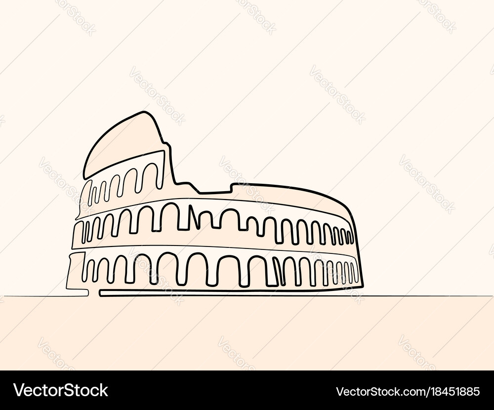 Rome coliseum continuous line icon Vector Image