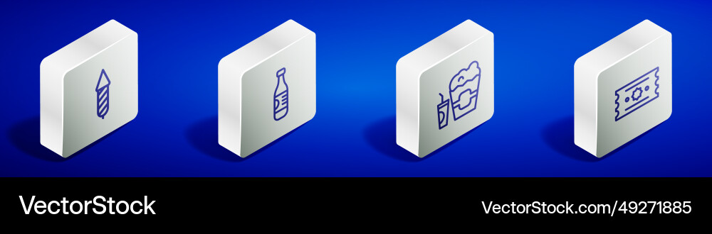 Set isometric line firework rocket bottle Set isometric line firework rocket bottle vector image