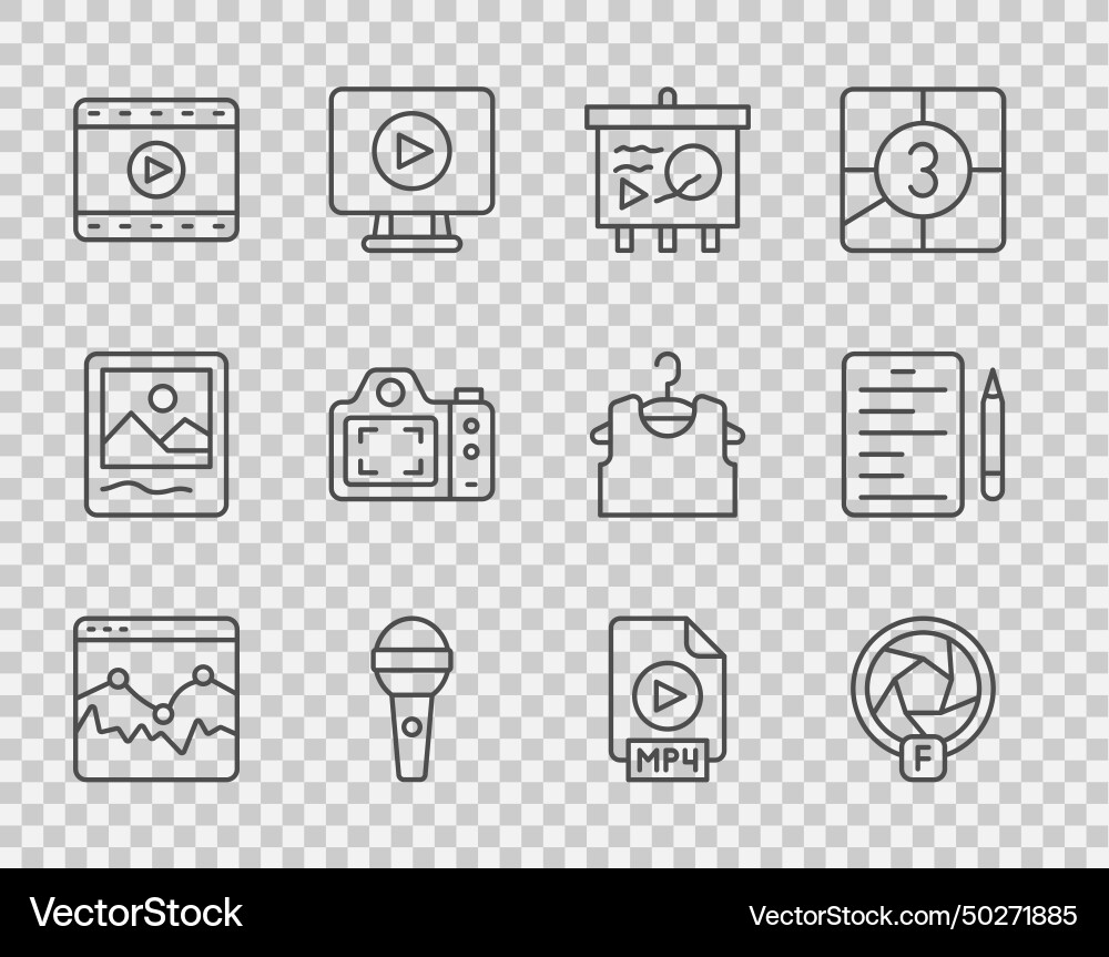 Set line music wave equalizer camera shutter Set line music wave equalizer camera shutter vector image