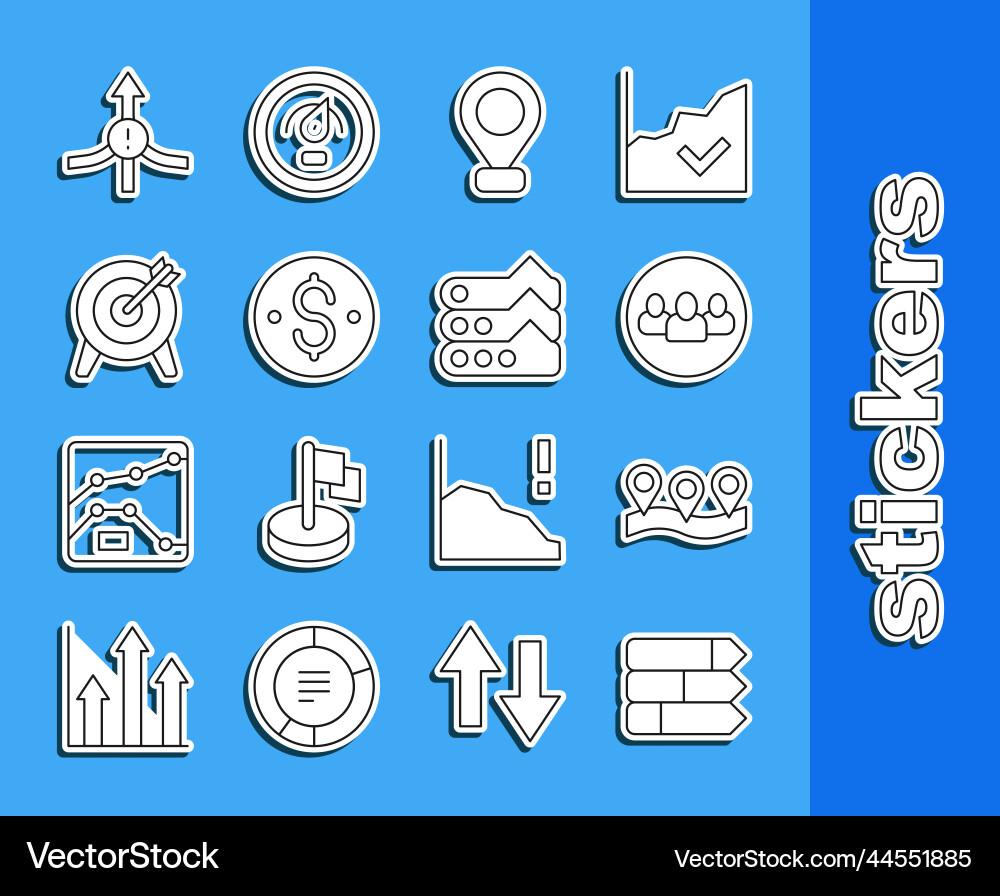 Set line pie chart infographic location project Set line pie chart infographic location project vector image