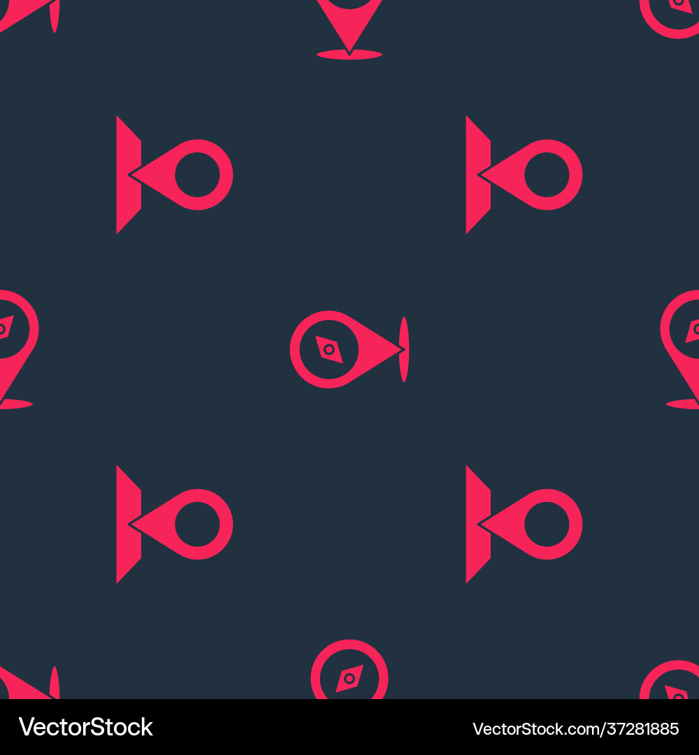 Set location and compass on seamless pattern Set location and compass on seamless pattern vector image