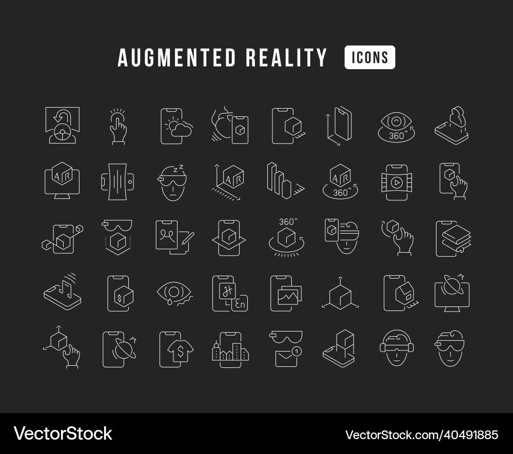 Set of linear icons augmented reality vector image