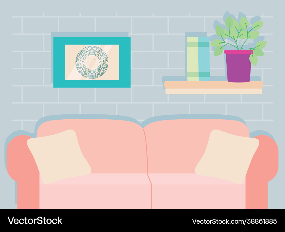 Sofa and shelf vector image