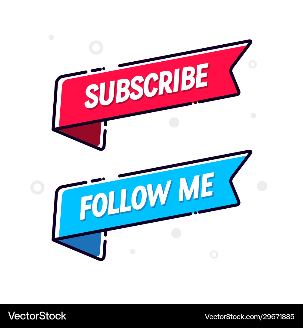 Subscribe & Follow Flag Icon Set vector image