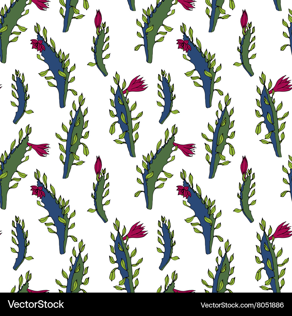 Abstract seamless pattern with cactus Vector Image