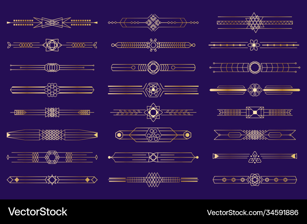 Art Deco Golden Border Set Vector Image
