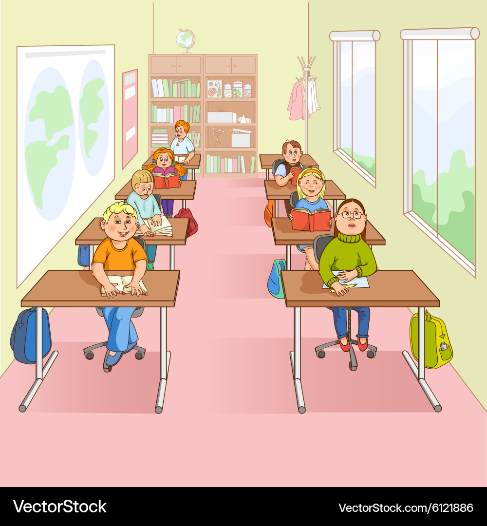 Children in school cartoon Royalty Free Vector Image