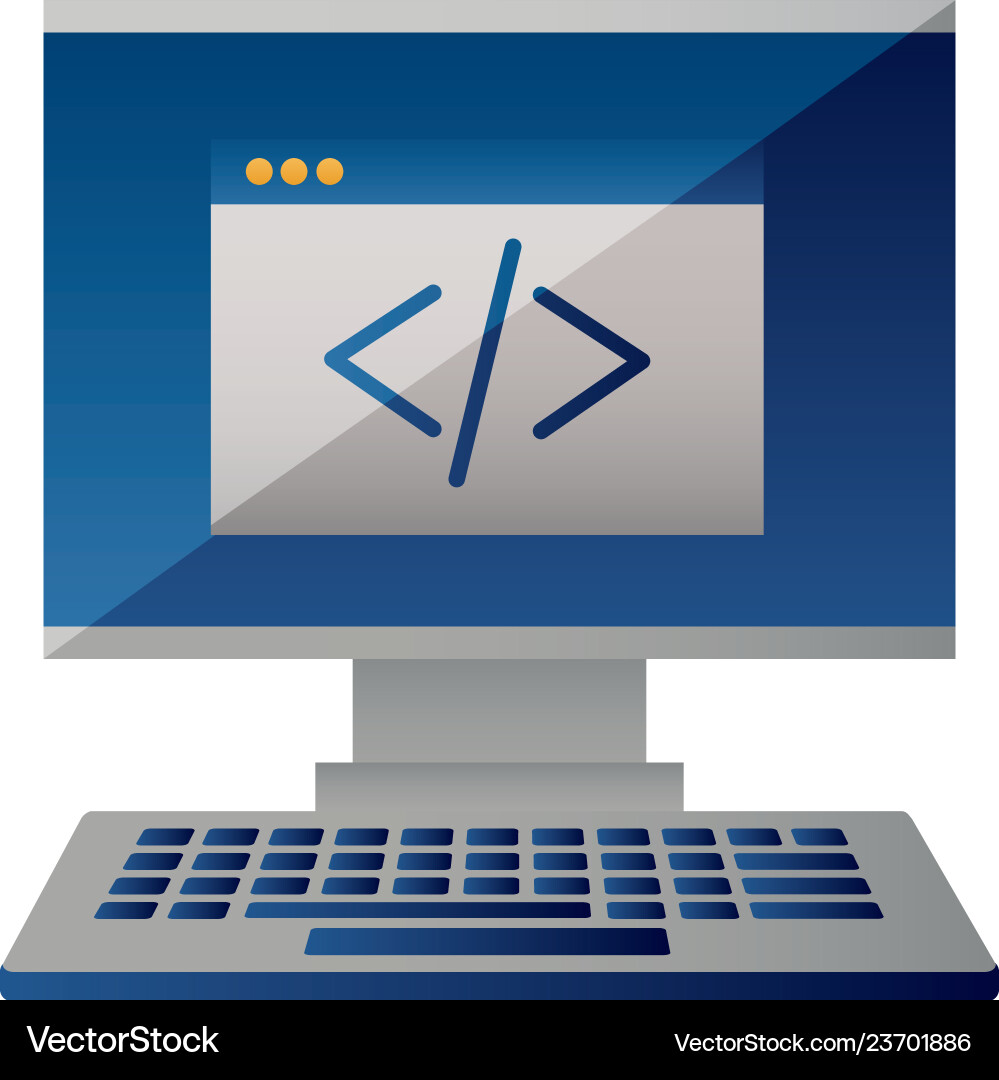 Computer Monitor Tastatur-Kodierung Website Vektorbild