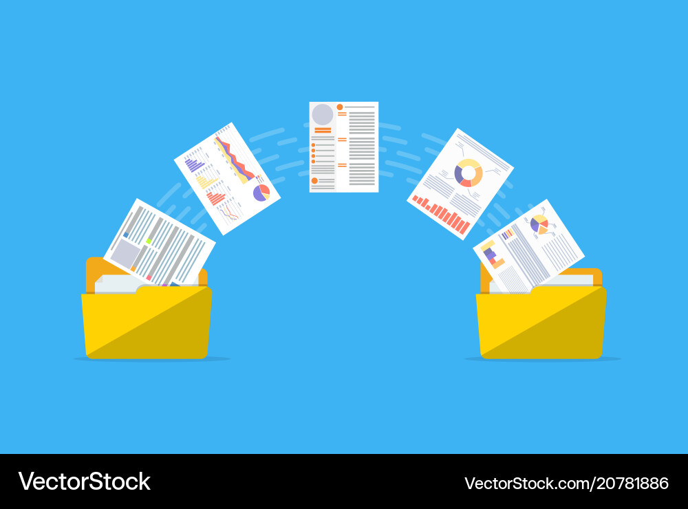 Files transfer documents management vector image