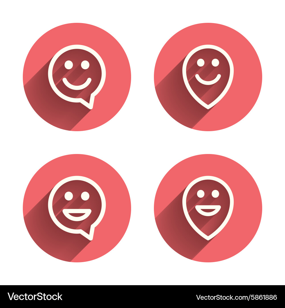 Happy face speech bubble icons pointer symbol vector image