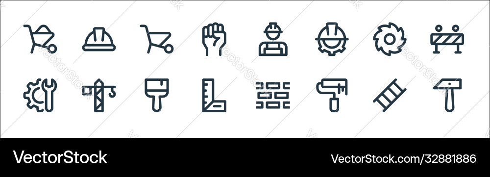 Labour day line icons linear set quality Labour day line icons linear set quality vector image