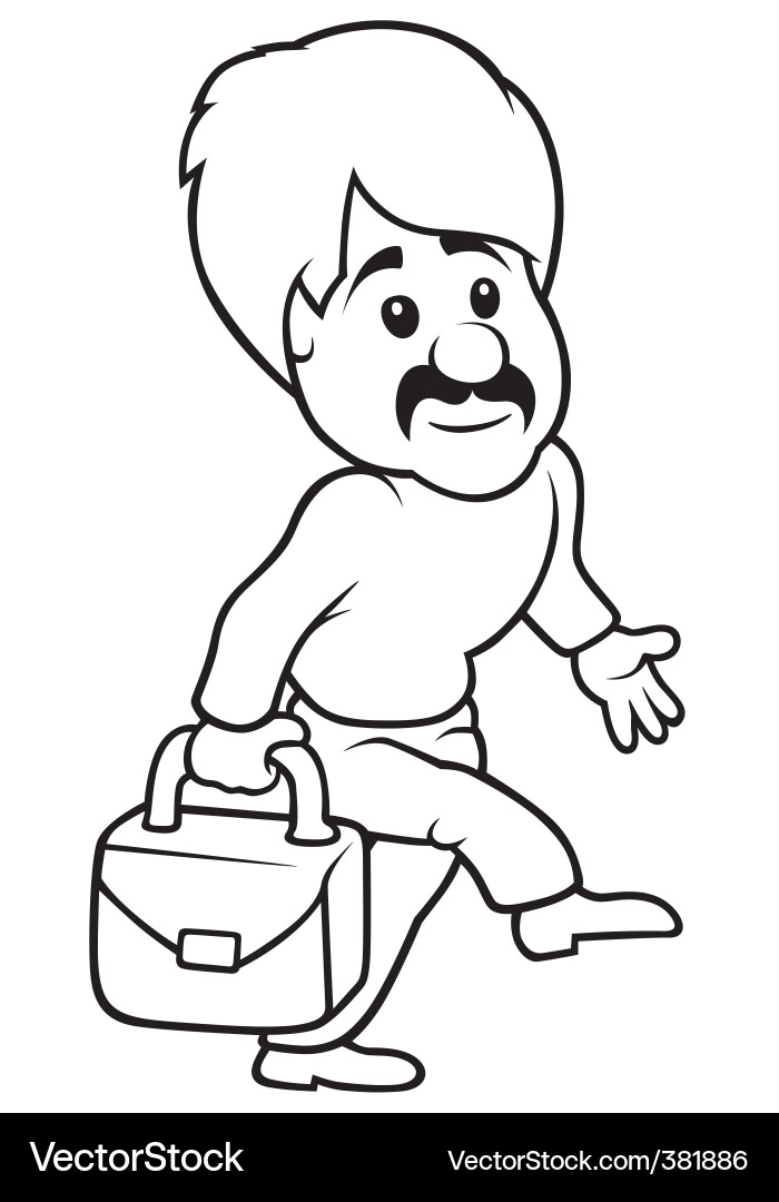 Man Walking with Suitcase Vector Image