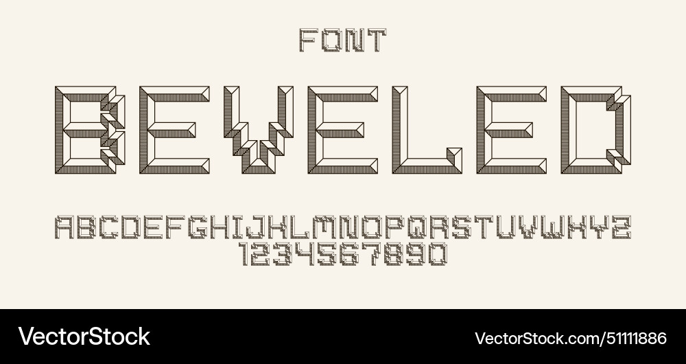 Minimal geometric cyberpunk font with facet Minimal geometric cyberpunk font with facet vector image
