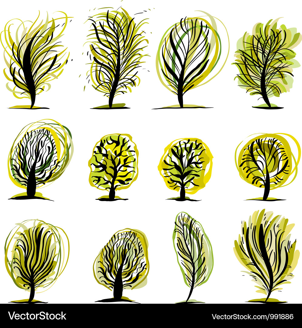 Nature Tree Icons - Expressive Style Vector Image