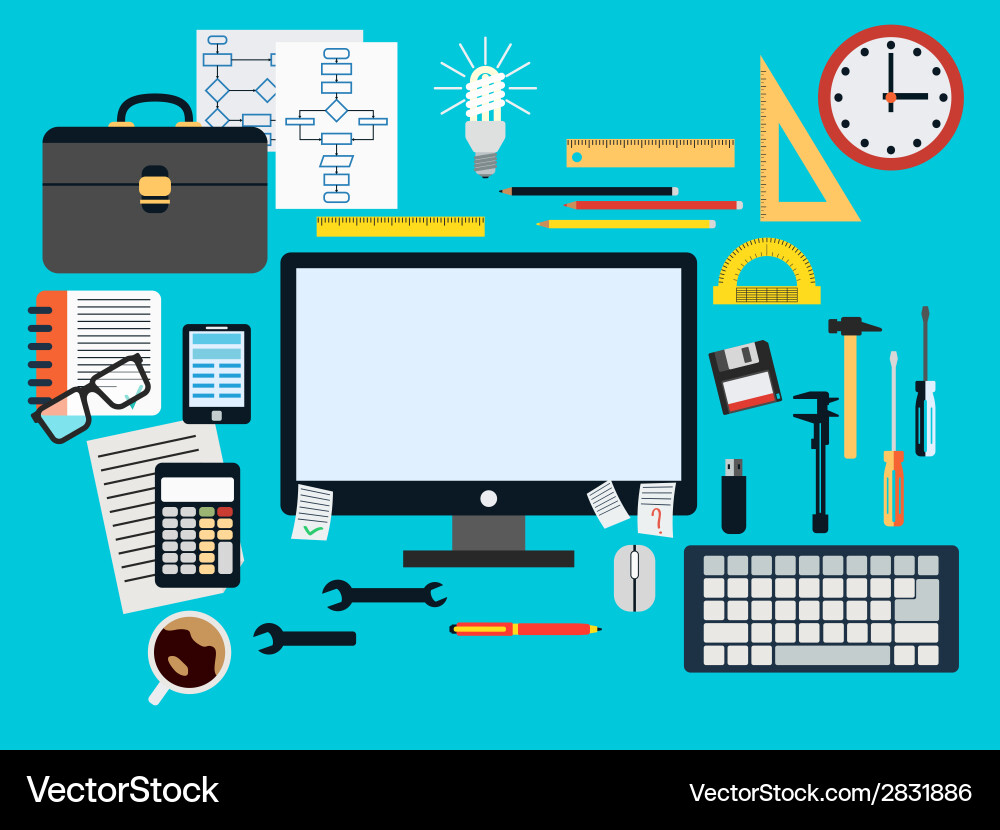 Programmer workplace concept vector image