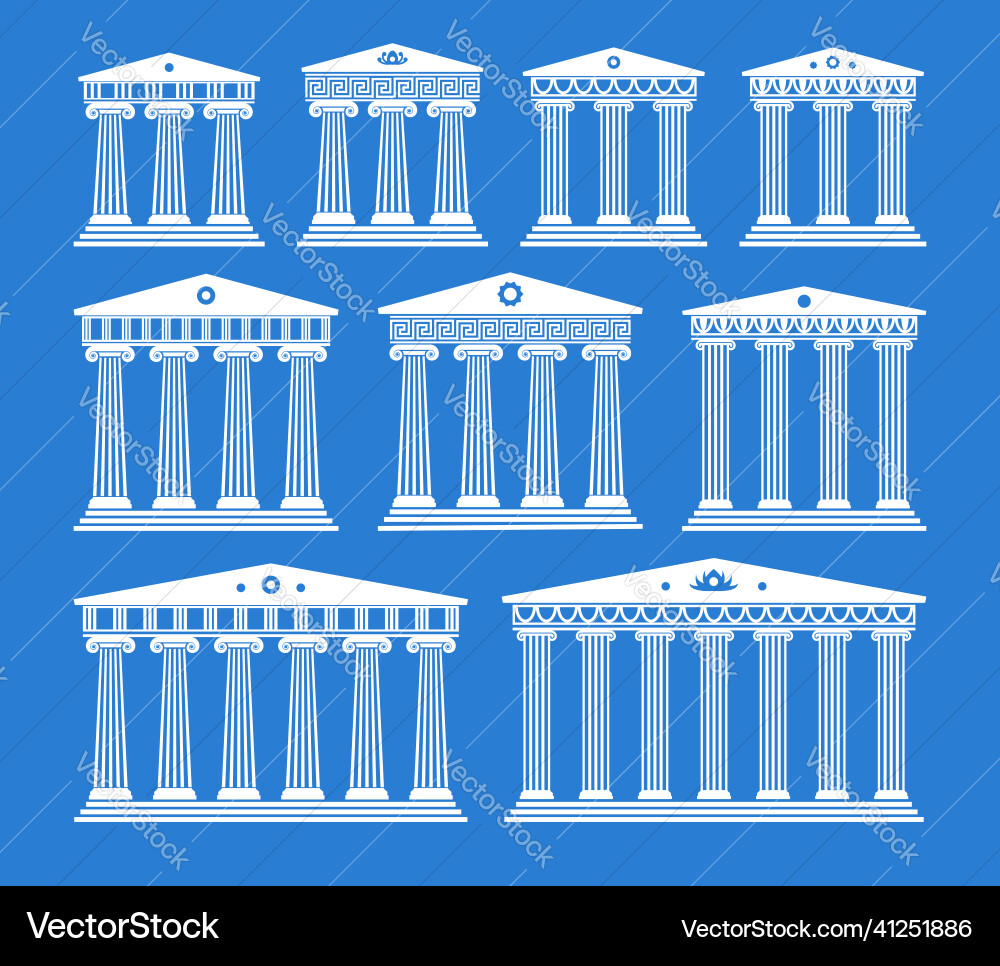 Set of ancient greek architecture with columns Set of ancient greek architecture with columns vector image