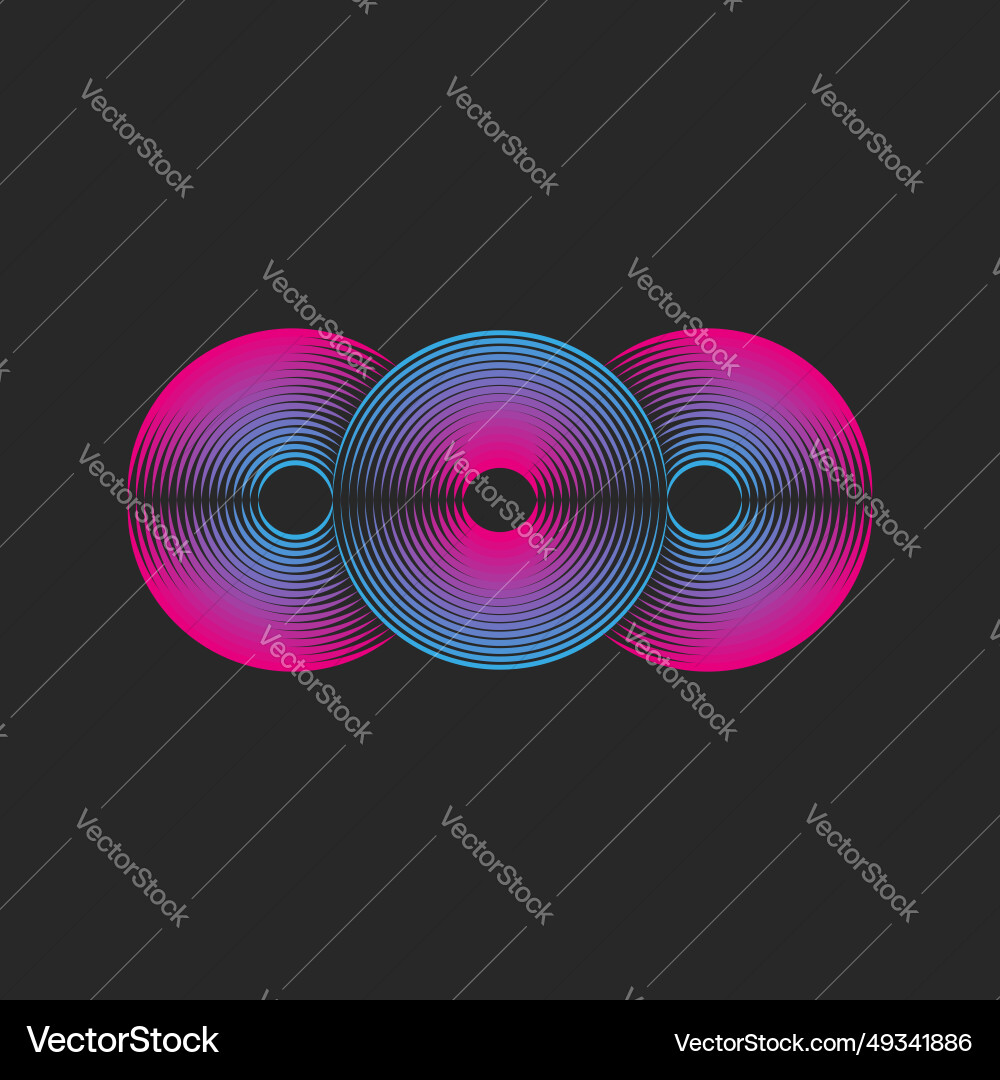 Three circles in a row logo from parallel thin Three circles in a row logo from parallel thin vector image