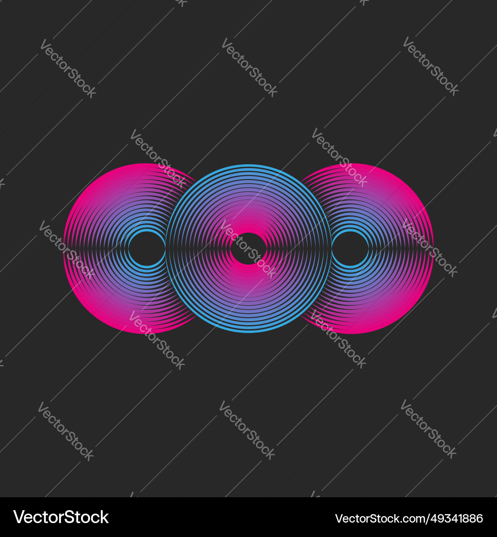 Three circles in a row logo from parallel thin vector image