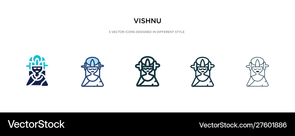 Vishnu icon in different style two colored Vishnu icon in different style two colored vector image