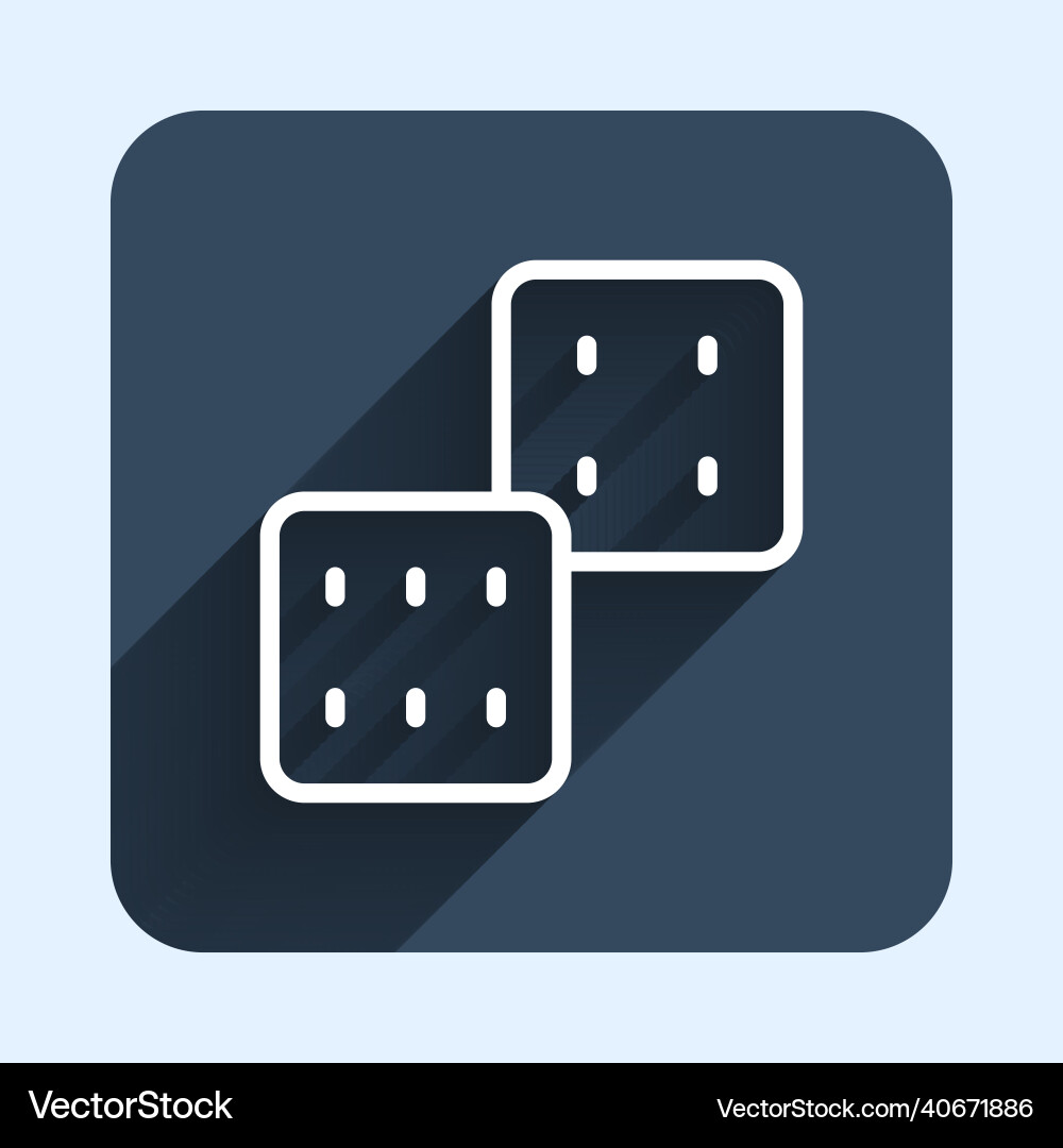 White line game dice icon isolated with long Vector Image