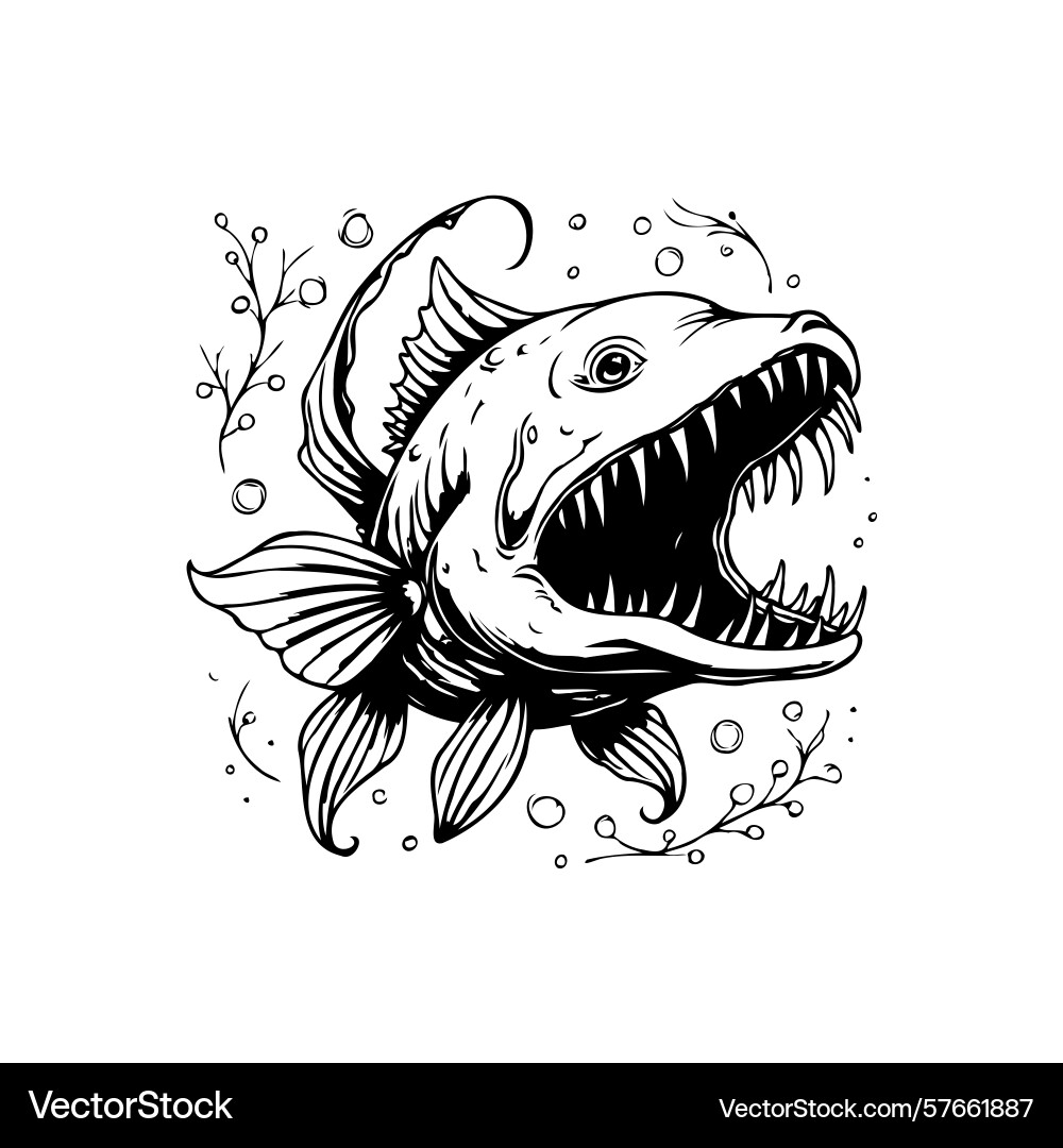 A menacing aquatic creature with sharp teeth Vector Image