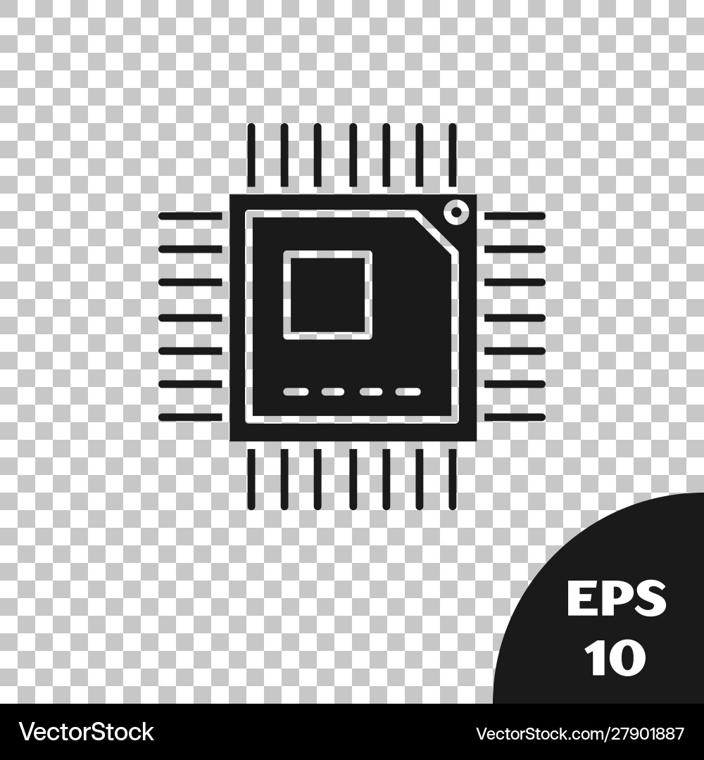 Black computer processor with microcircuits cpu Black computer processor with microcircuits cpu Vector Image