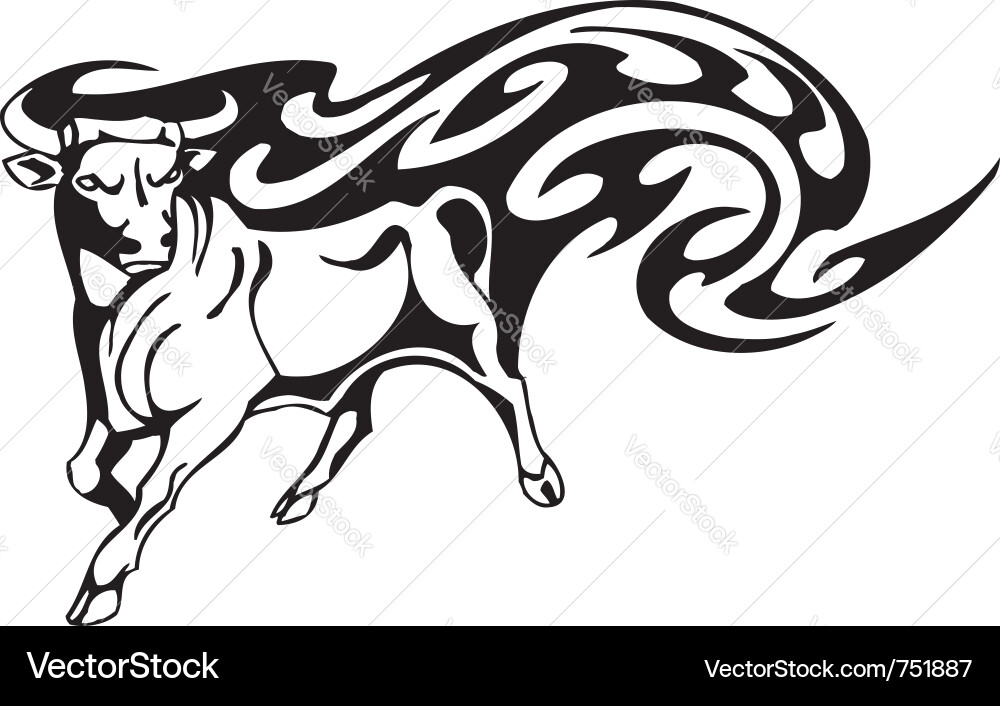 Bull in tribal style - image vector image