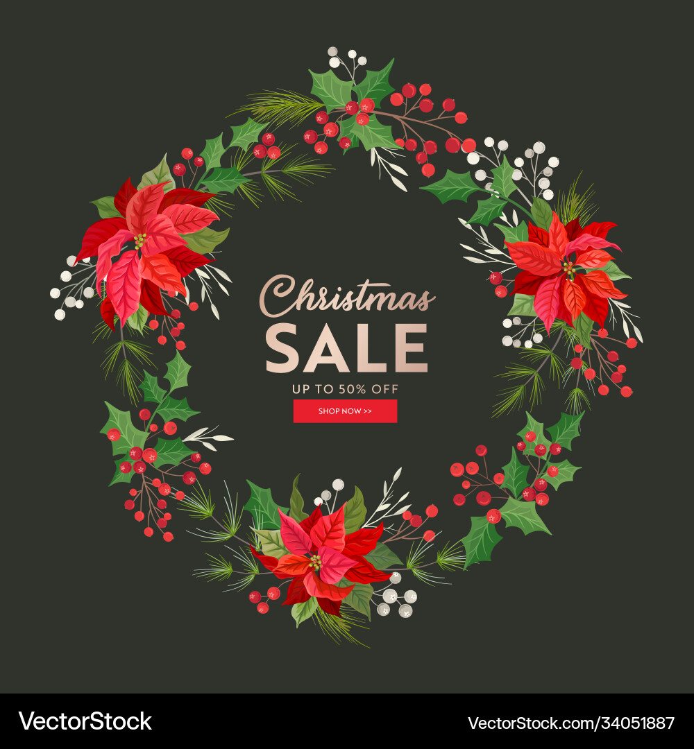 Christmas Sale Winter Holiday Card vector image