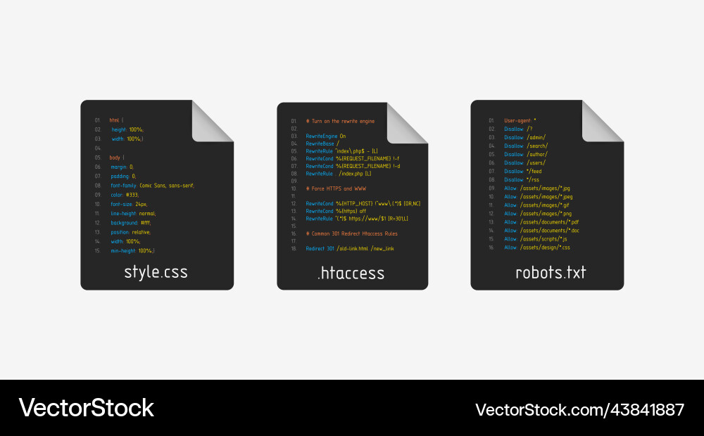 Css htaccess und robotstxt realistische Wohnung Css htaccess und robotstxt realistische Wohnung vektorbild
