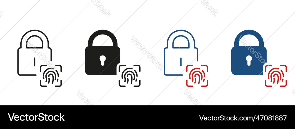 Lock with fingerprint id pictogram unique Lock with fingerprint id pictogram unique vector image