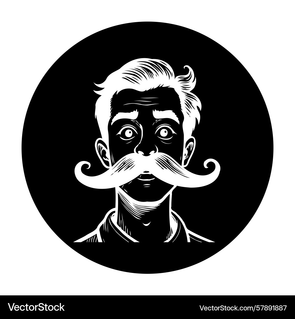 Man with impressive mustache design featuring Vector Image