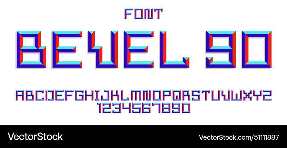 Minimal geometric cyberpunk font with facet Minimal geometric cyberpunk font with facet vector image