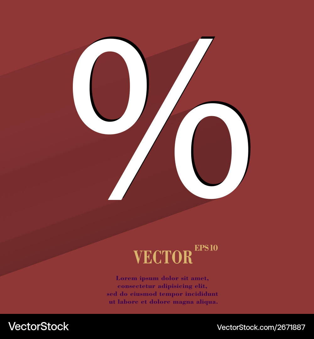 Percent flat modern web button with long shadow vector image