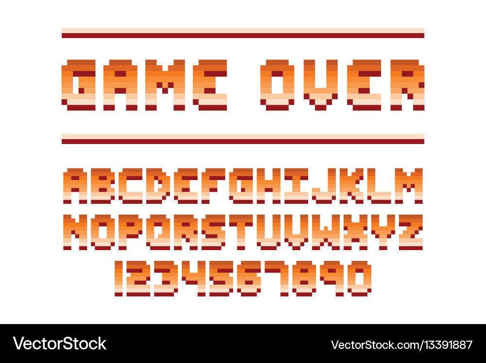 Pixel retro font computer game design Pixel retro font computer game design vector image