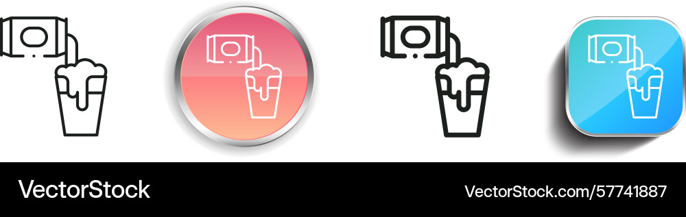 Pouring icon thin linear regular and button style Pouring icon thin linear regular and button style vector image