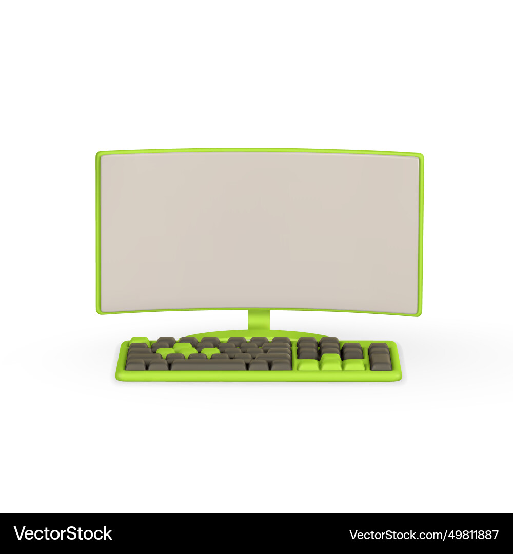 Realistic 3d computer monitor and keyboard Realistic 3d computer monitor and keyboard Vector Image
