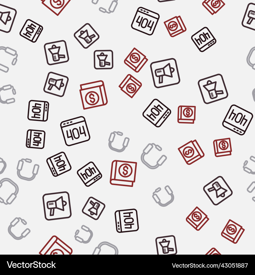 Set line page with a 404 error megaphone Set line page with a 404 error megaphone Vector Image