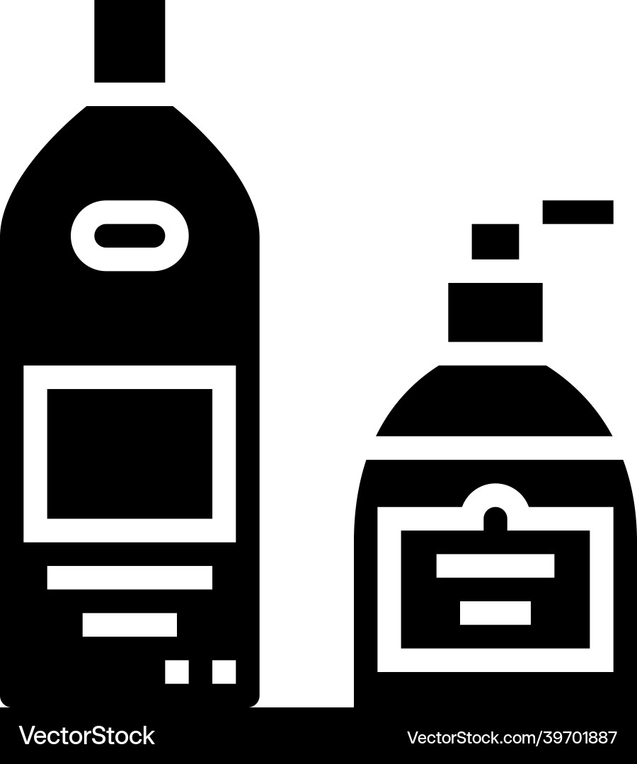 Shower gel soap and cream bottles glyph icon Shower gel soap and cream bottles glyph icon vector image