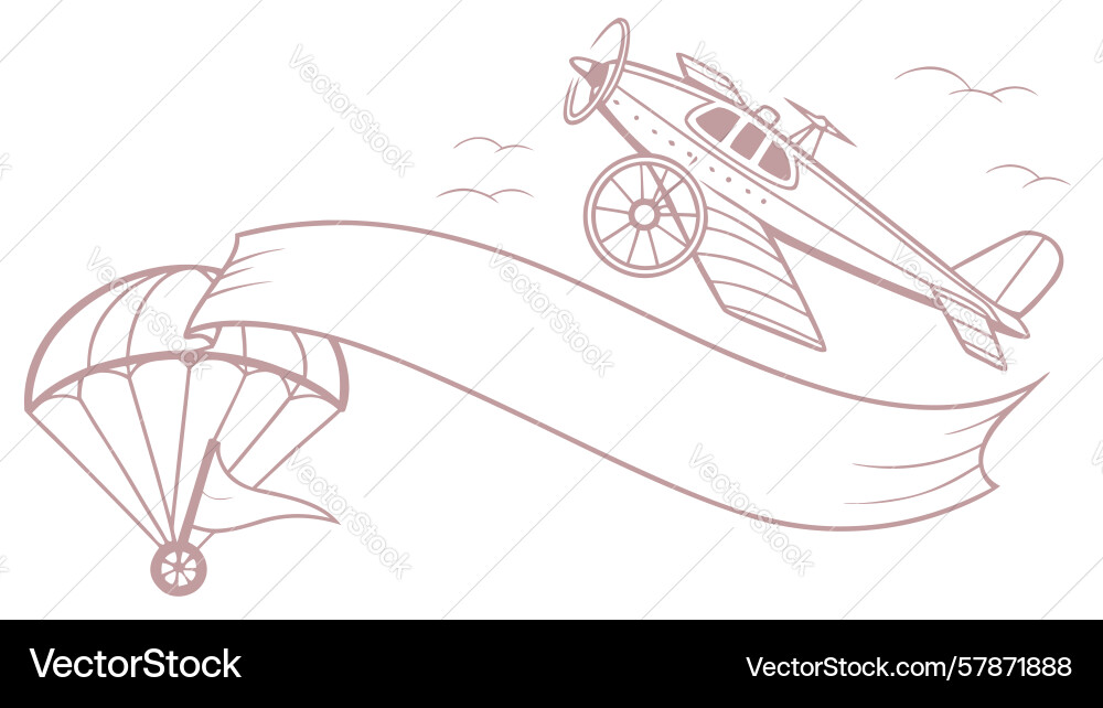 Classic biplane flying with trailing Vector Image