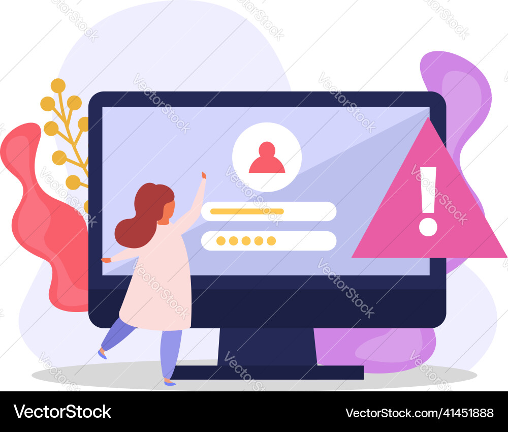 Computer user flat composition vector image