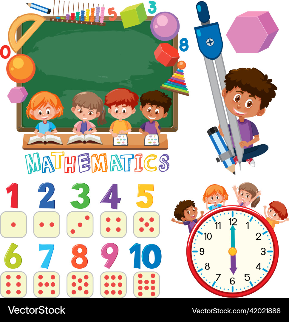Counting number 0 to 9 and math symbols Vector Image
