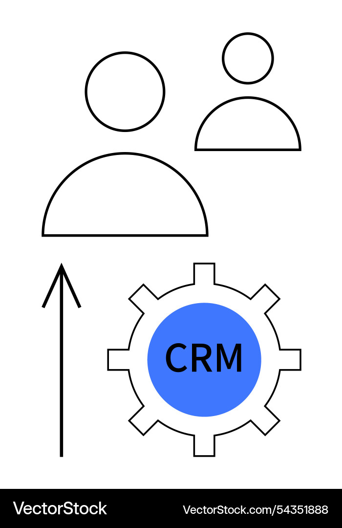 Crm system concept with user icons arrow Crm system concept with user icons arrow vector image